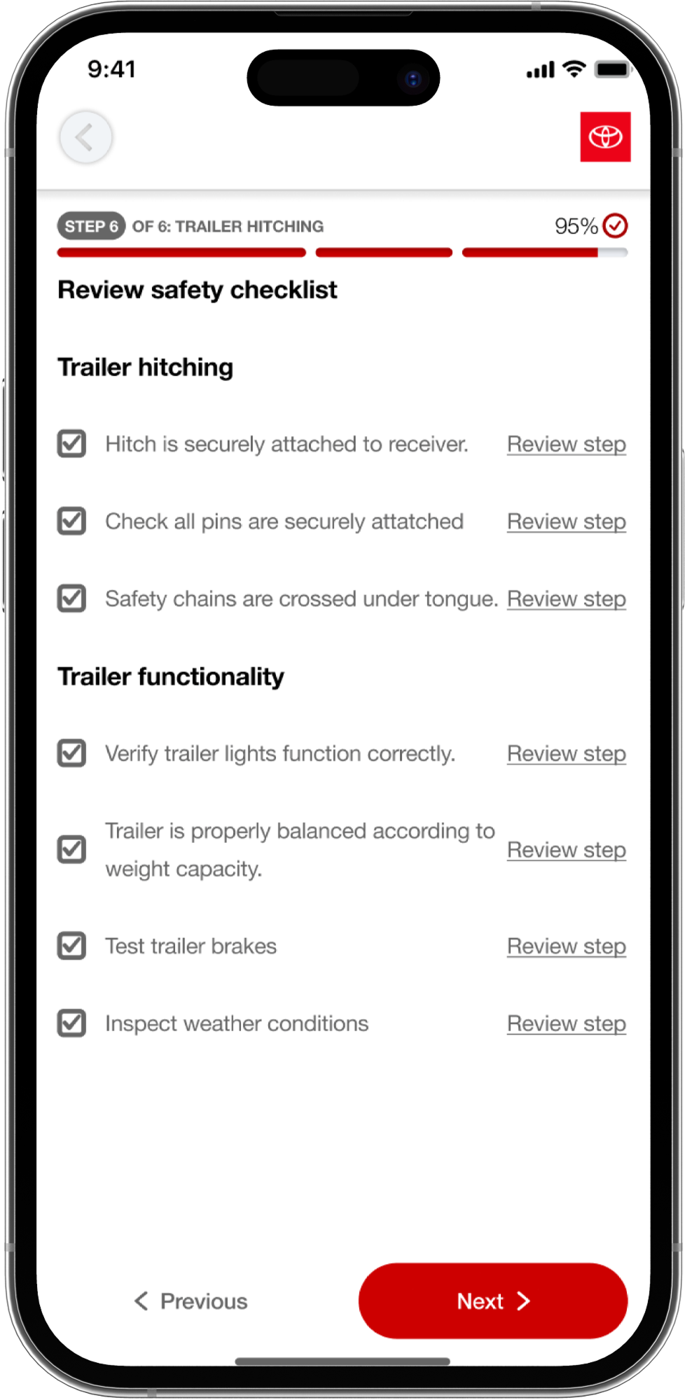 Final safety checklist mockup